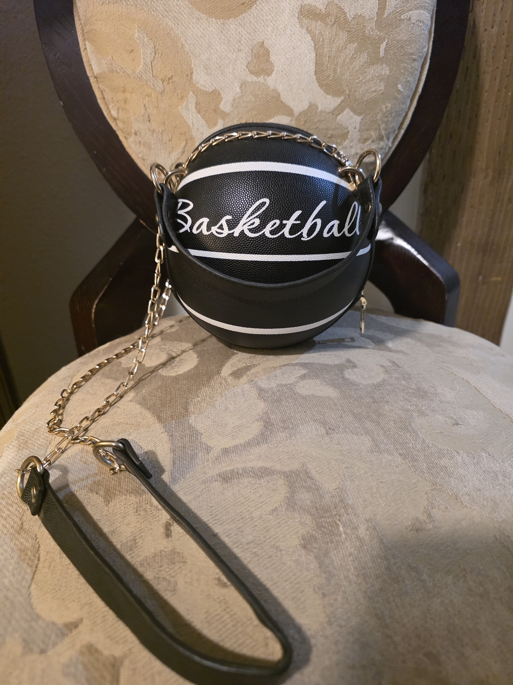 Basketball Graphic Crossbody Bag - Black & White